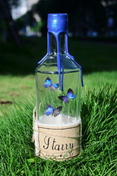 Starry Bottle – Real Blue Butterflies in a Glass Jar Display